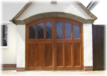 timber side hinged garage door with windows