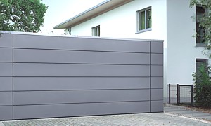 Aluminium clad sectional door in special finish