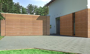 timber clad electric operated sectional door