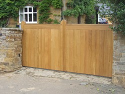 European Oak timber sliding gate in Ecton, Northampton