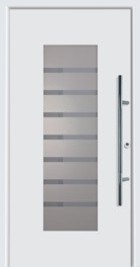 hormann front entrance door style 136 with horizontal lines on sand blasted glass
