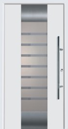 hormann style 166 home door with horizontal sand blasted stripes on translucent glass panes