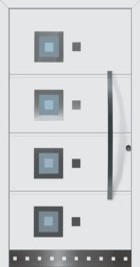 hormann entrance door style 170 with blue colour squares and stainless steel bottom strip