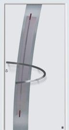 hormann top entrance door with curved stainless steel design with boomerang design handle
