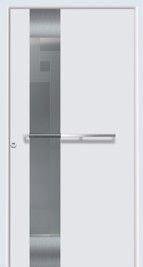 Hormann ThermoSafe Entrance Door - Style 555, vertical strip, horizontal handle, white
