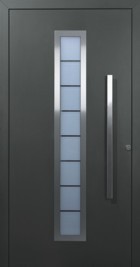 hormann style 65 entrance door in anthracite grey with horizontal long glass strip