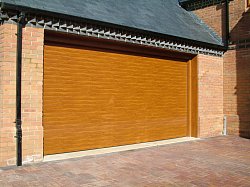 golden oak garage roller door in northamptonshire