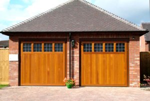Hormann timber up and over garage doors in Leamington Spa in cedarwood