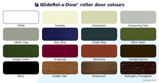 Gliderol roller shutter colours