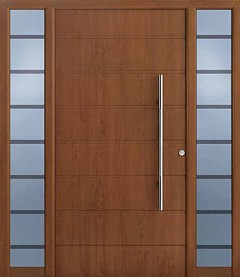 Hormann entrance door in golden oak with side lights