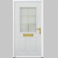 hormann thermopro tps 310 plain glazed entrance door with gold leading, letterbox and handle