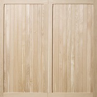 Vertical oak boarding to simulate side hinged garage doors