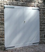 white garage doors side hinged