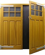 solid timber panelled side hinge doors