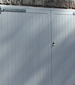 timber side hinged garage doors