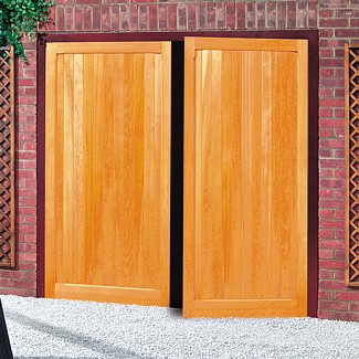 classic vertical design timber side hinged doors