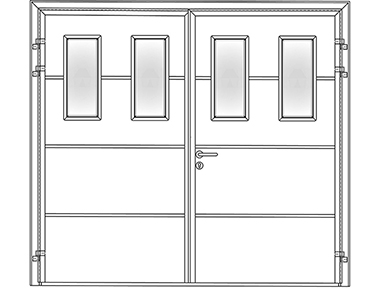 Horizontal design with rectangle windows - Teckentrup Side Hinged Garage Doors