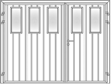 Standard Ribbed vertical 50/50 with multiple square window designs - Teckentrup side hinged garage doors 