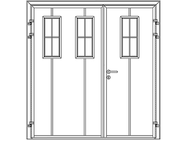 Solid vertical design with rectangular windows - Teckentrup side hinged garage doors