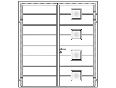 Centre Rib horizontal design with four square windows - Teckentrup Side Hinged Garage Doors 