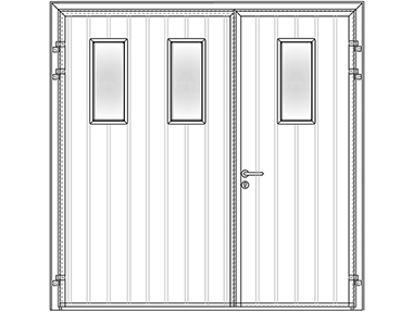 Standard Ribbed with rectangular windows - Teckentrup side hinged garage doors 