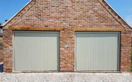 Woodrite Up and Over Garage Doors in Heritage Colour Pebble Grey