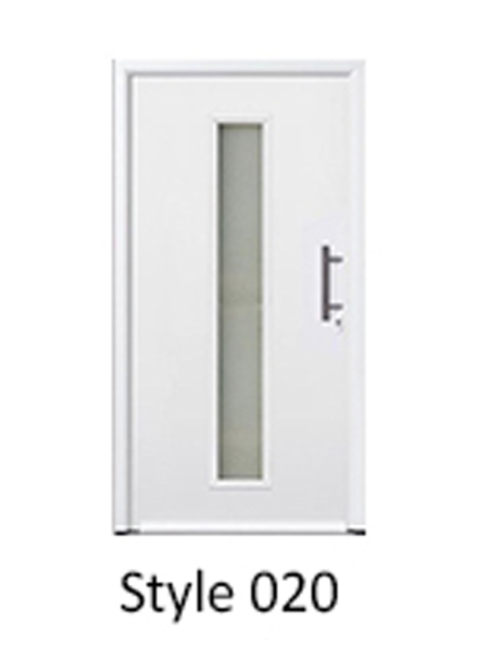 Hormann Thermopro TPS 020 plain smooth white front door for the home with central vertical glazing strip element