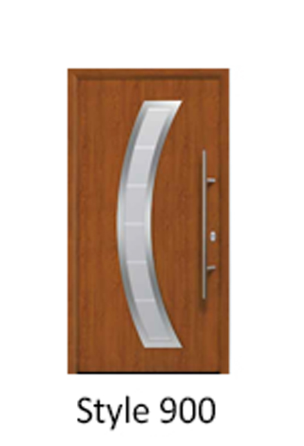 Hormann Thermopro TPS 900 steel front entrance house door with crescent panel insert glazing element