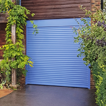 SeceuroGlide insulated roller garage door in Pigeon Blue 