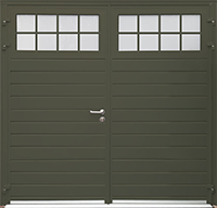 Carteck side hinged traditional in green with windows and cross design