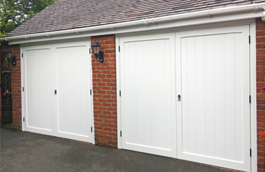 Woodrite Cedar Side Hinged Garage Doors from York Range in Chalfont design