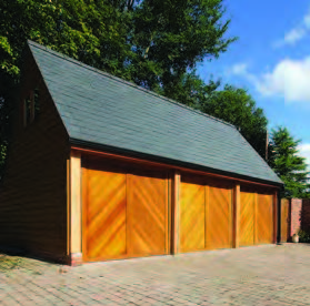 Woodrite cedarwood timber up and over garage door, Buckingham range, light oak