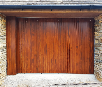 Timber round the corner garage door