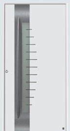 Hormann ThermoSafe White Entrance door - Style 559, horizontal lined design vertical handle, glazed section