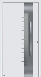 Hormann ThermoSafe White Front Entrance Door - Style 560, glass section and stainless steel mask design