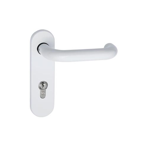 white lever handle