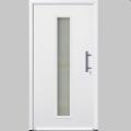 Hormann Thermopro TPS 020 plain smooth white front door for the home with central vertical glazing strip element