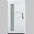 hormann tps 025 steel front entrance door with horizontal ribbed design and vertical left aligned window insert section