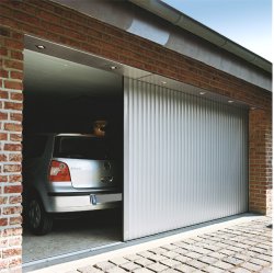 Vertico round the corner aluminium door. Remote control operated