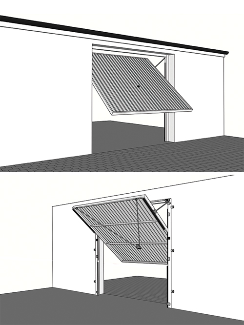 Up and over door with canopy mechanism 