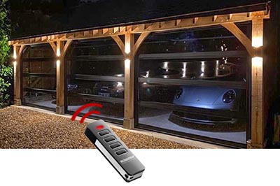 Carteck SLX Vision garage door at night, remote control