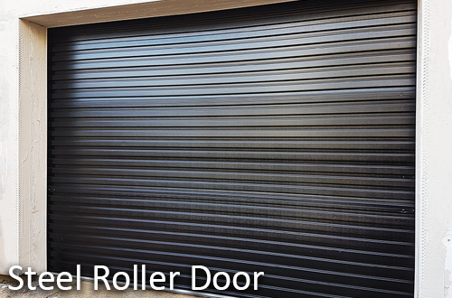Steel roller shutter garage door