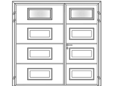 Georgian design with horizontal cassettes - Teckentrup side hinged garage doors 