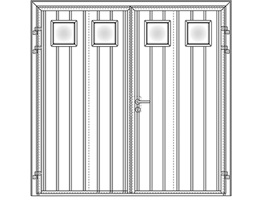 Standard ribbed vertical design 50/50 split with square windows - Teckentrup side hinged garage doors 