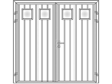 Standard ribbed vertical design 50/50 split with square windows - Teckentrup side hinged garage doors 
