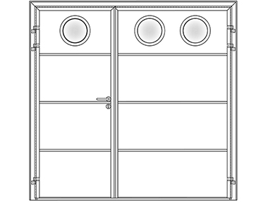 Solid horizontal design with round windows - Teckentrup side hinged garage doors 