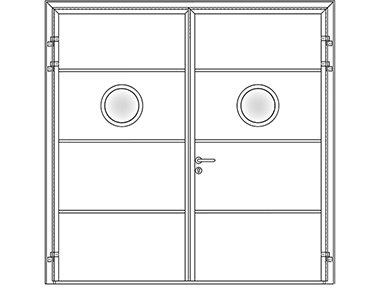 Solid smooth design with round windows - Teckentrup side hinged garage doors 