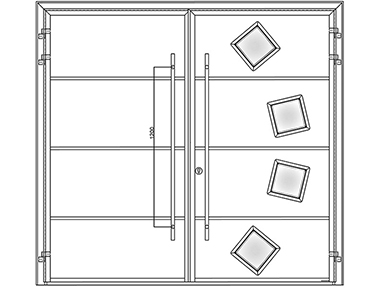 Solid horizontal design with four windows in special design - Teckentrup Side Hinged Garage Doors