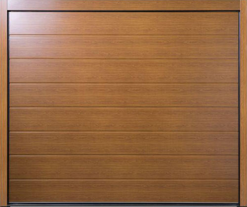 Carteck Centre Ribbed Wood Design Steel Sectional Garage Door