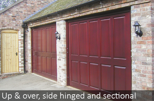 Cedar up and over, side hinged and sectional door types